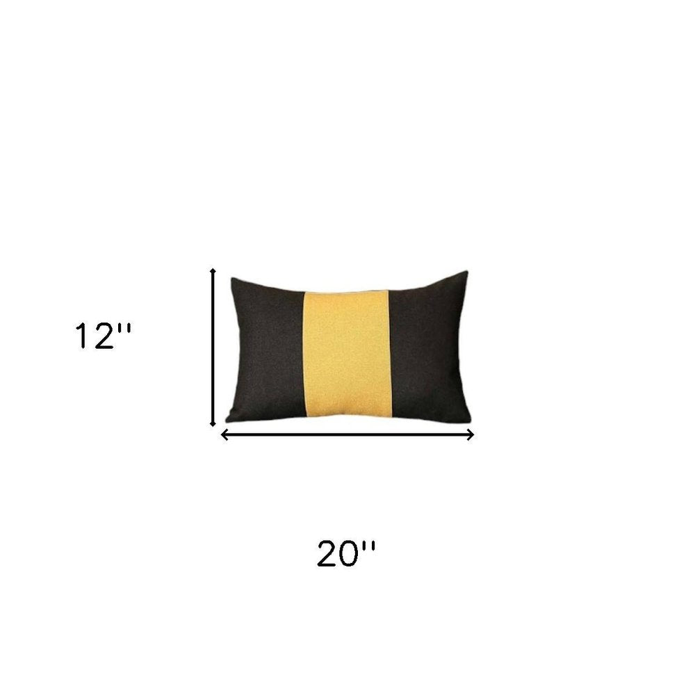 Set Of 4 Black And Yellow Lumbar Pillow Covers