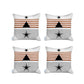 Set Of 4 Orange And Ivory Striped Pillow Covers
