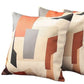 Set of Four 18" Ivory Gray And Orange Abstract Fabric Throw Pillow Covers