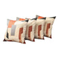 Set of Four 18" Ivory Gray And Orange Abstract Fabric Throw Pillow Covers