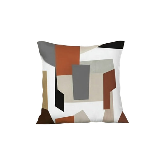 Set of Four 18" Ivory Gray And Orange Abstract Fabric Throw Pillow Covers