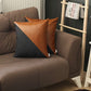 Set of Two 18" Black And Brown Faux Leather And Fabric Throw Pillow Covers