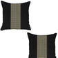 Set of Two 18" Black White and Yellow Houndstooth Fabric Throw Pillow Covers