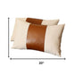Set of Two 12" X 20" Ivory and Brown Throw Pillow Cover