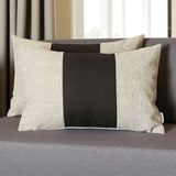 Set Of 2 Gray And Black Lumbar Pillow Covers
