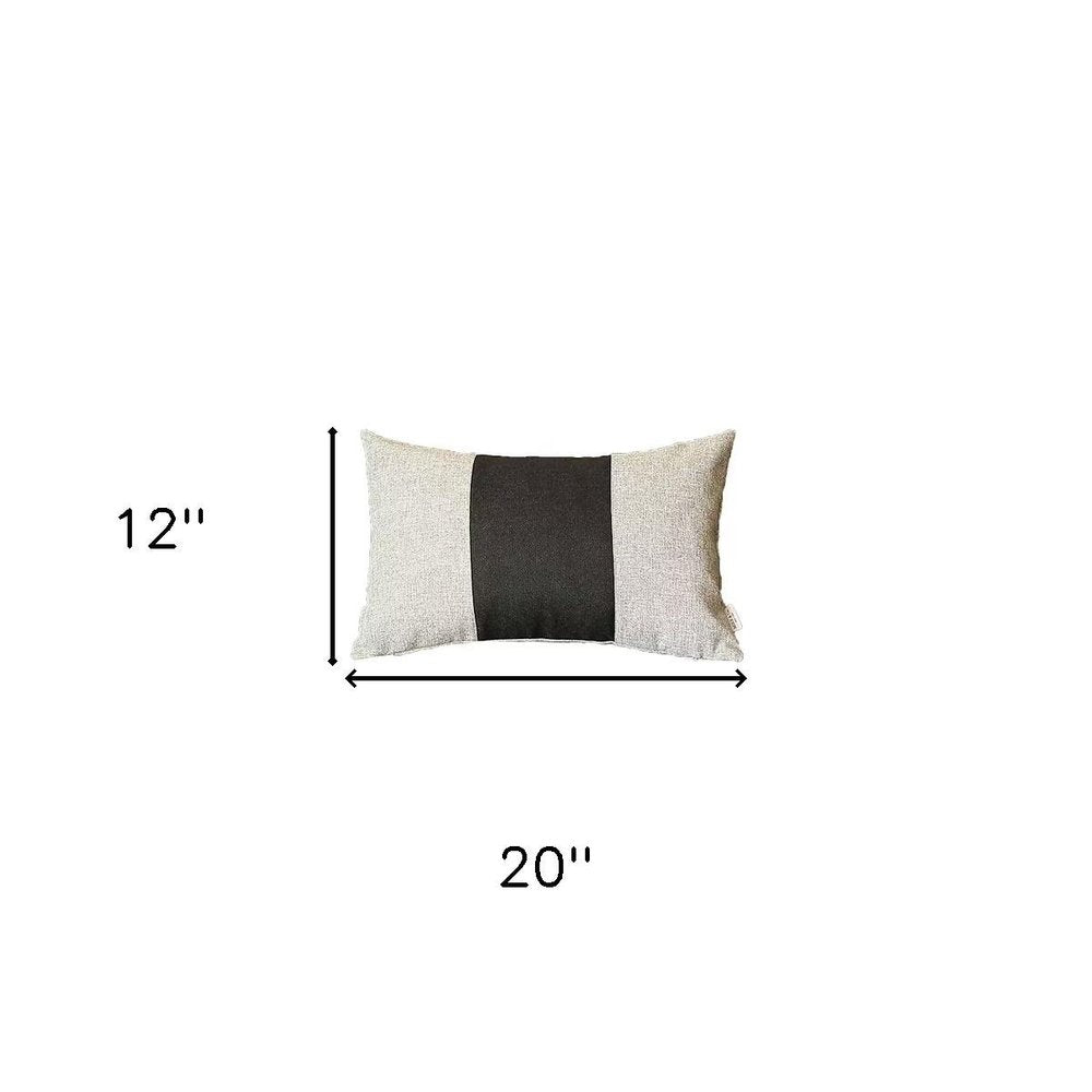 Set Of 2 Gray And Black Lumbar Pillow Covers