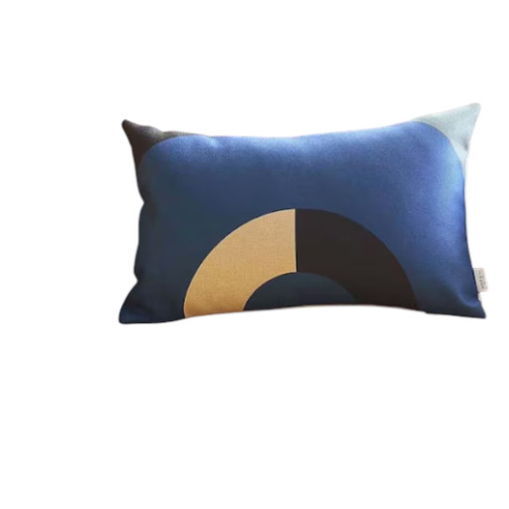 Set Of 2 Blue Modern Lumbar Pillow Covers