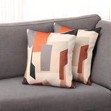 Set of Two 18" X 18" Orange and Ivory Polyester Pillow Cover