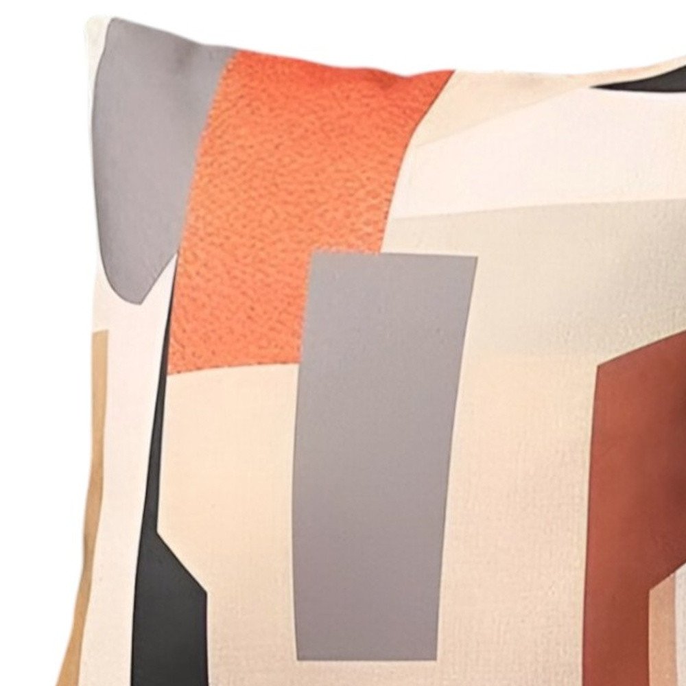 Set of Two 18" X 18" Orange and Ivory Polyester Pillow Cover