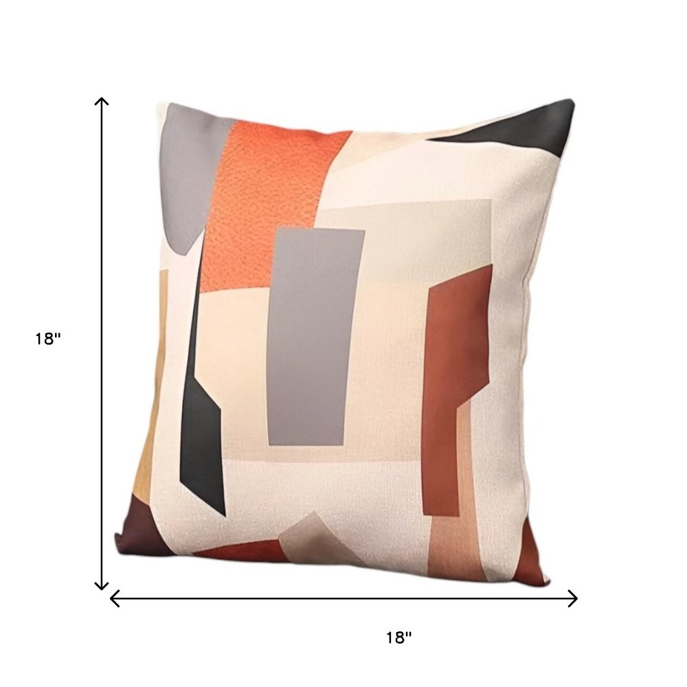Set of Two 18" X 18" Orange and Ivory Polyester Pillow Cover