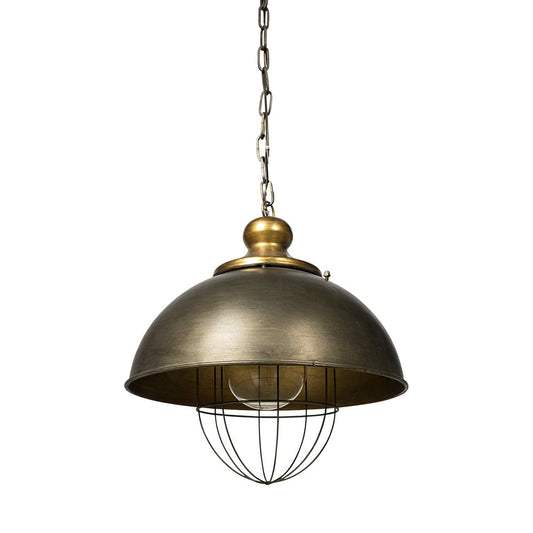 Rustic Gold Tone Metal Dome Hanging Light