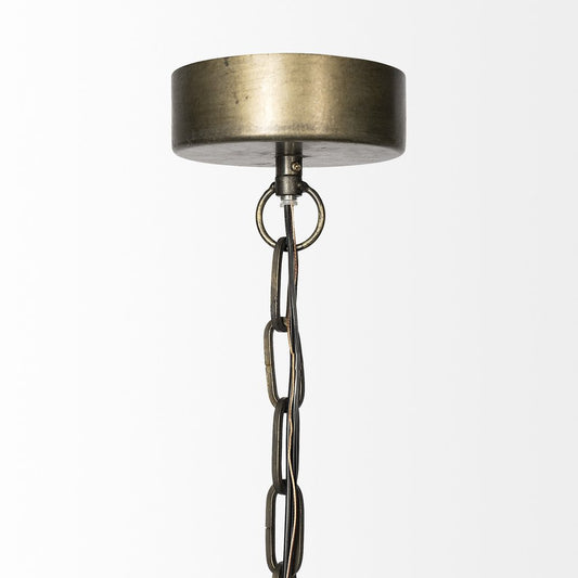Rustic Gold Tone Metal Dome Hanging Light
