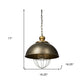 Rustic Gold Tone Metal Dome Hanging Light