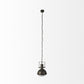 Antiqued Black Metal Hanging Industrial Caged Pendent Light