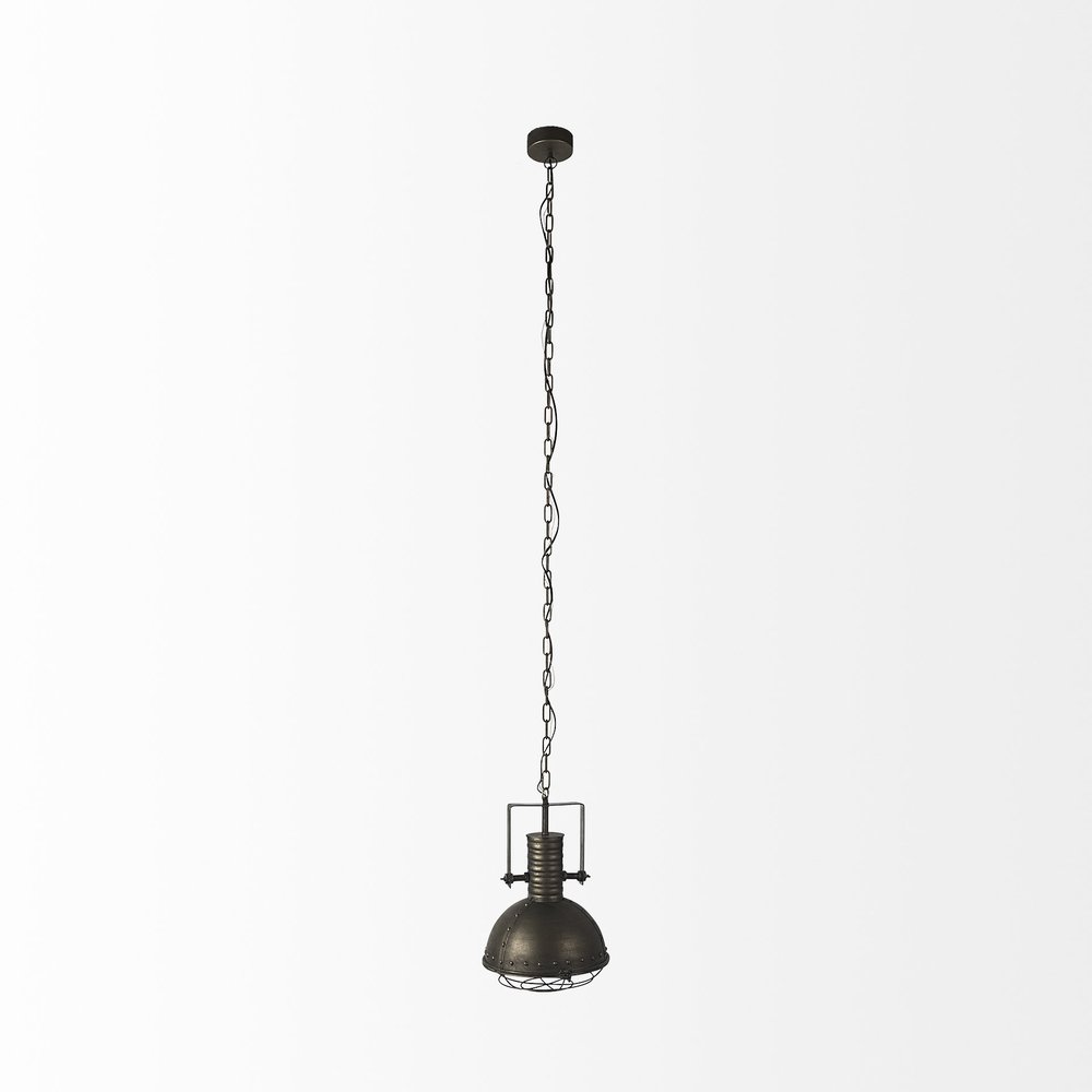 Industrial Caged Black Metal Hanging Light