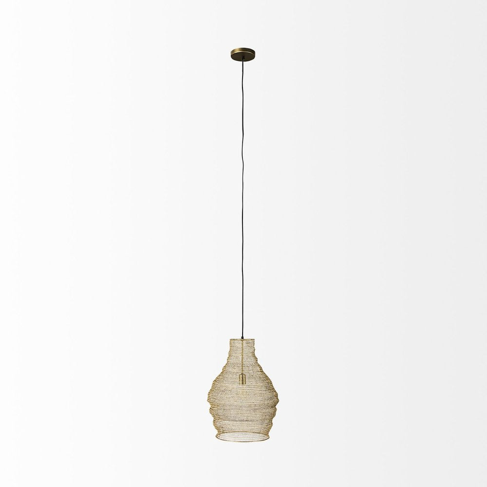 Gold Metal Wire Mesh Hanging Pendant Light