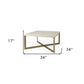 34" Beige Wood and Metal Square Coffee Table