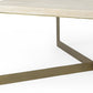 34" Beige Wood and Metal Square Coffee Table