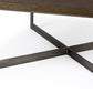 34" Brown Solid Wood and Metal Square Coffee Table