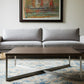34" Brown Solid Wood and Metal Square Coffee Table