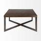 34" Brown Solid Wood and Metal Square Coffee Table
