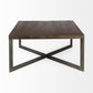 34" Brown Solid Wood and Metal Square Coffee Table