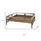 42" Clear and Black Glass and Metal Square Coffee Table With Two Drawers And Shelf