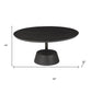 32" Dark Brown and Black Solid Wood and Iron Round Pedestal Coffee Table