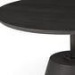 32" Dark Brown and Black Solid Wood and Iron Round Pedestal Coffee Table