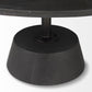 32" Dark Brown and Black Solid Wood and Iron Round Pedestal Coffee Table
