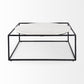 36" White and Black Genuine Marble and Metal Square Frame Coffee Table