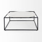 36" White and Black Genuine Marble and Metal Square Frame Coffee Table