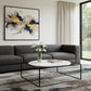 36" White and Black Genuine Marble and Metal Square Frame Coffee Table