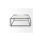 36" White and Black Genuine Marble and Metal Square Frame Coffee Table