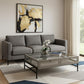 42" Gray and Black Glass and Metal Square Coffee Table With Shelf