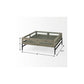 42" Gray and Black Glass and Metal Square Coffee Table With Shelf