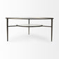 36" Clear and Bronze Glass and Metal Round Coffee Table With Shelf