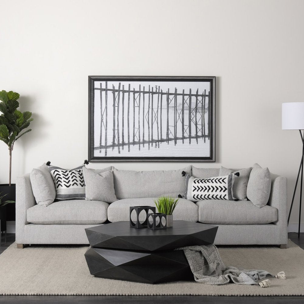 48" Black Wood Octagon Solid Coffee Table