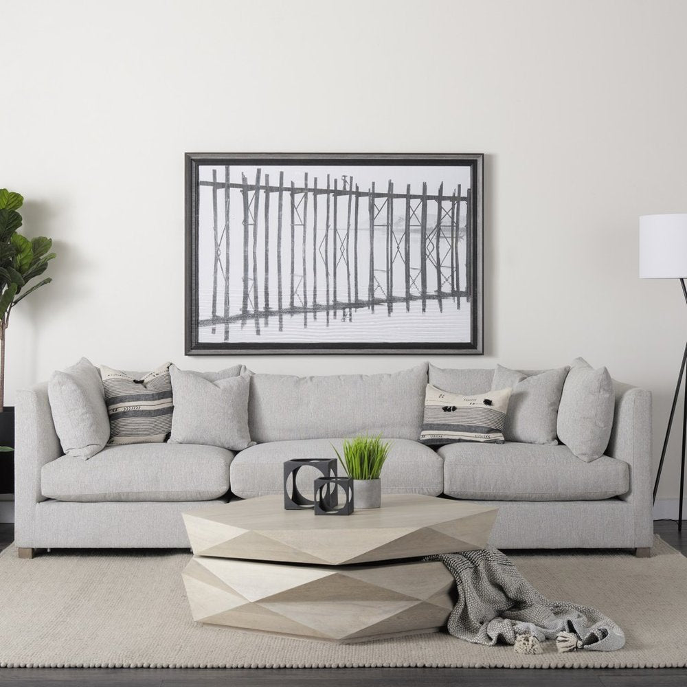 48" Natural Solid Wood Hexagon Lift Top Solid Coffee Table