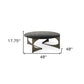 48" Black and Gold Genuine Marble and Iron Round Coffee Table