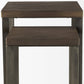Set of Two Brown Solid Wood and Metal Square Cross Legs Nested Tables