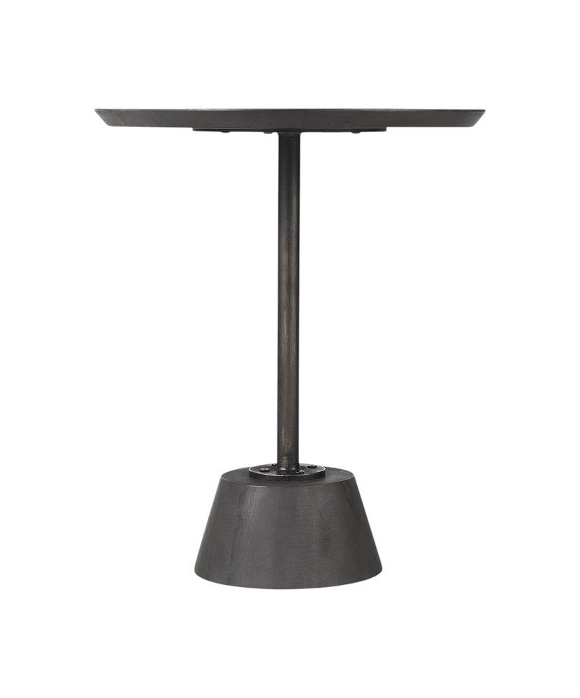 24" Black Solid and Manufactured Wood Round End Table