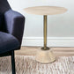 24" Beige Solid and Manufactured Wood Round End Table