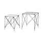Set of Two White and Black Marble and Metal Square Nested Tables