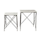 Set of Two White and Black Marble and Metal Square Nested Tables