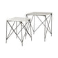 Set of Two White and Black Marble and Metal Square Nested Tables