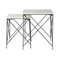 Set of Two White and Black Marble and Metal Square Nested Tables