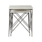 Set of Two White and Black Marble and Metal Square Nested Tables