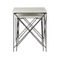 Set of Two White and Black Marble and Metal Square Nested Tables