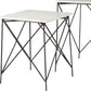 Set of Two White and Black Marble and Metal Square Nested Tables